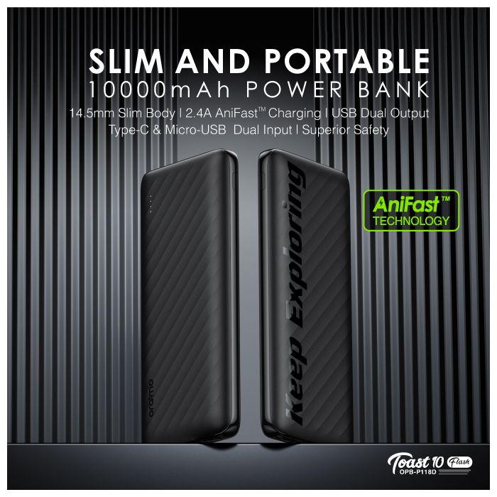 Oraimo Toast 10 Flash 10000mAh 2.4A Max Fast Charging